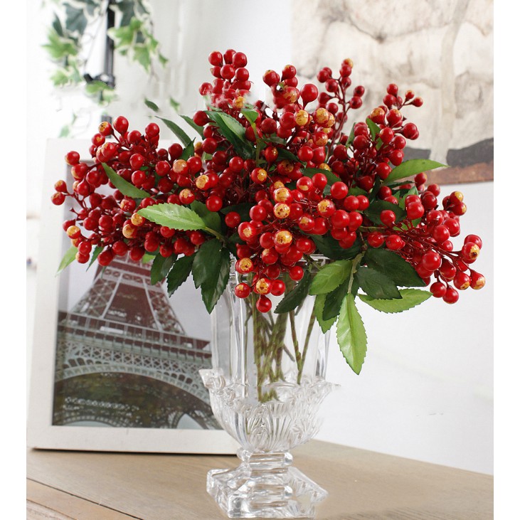 Pearl Bacca Artificial Flower Foam Fruit Holly Berry Berry Fake Cherry