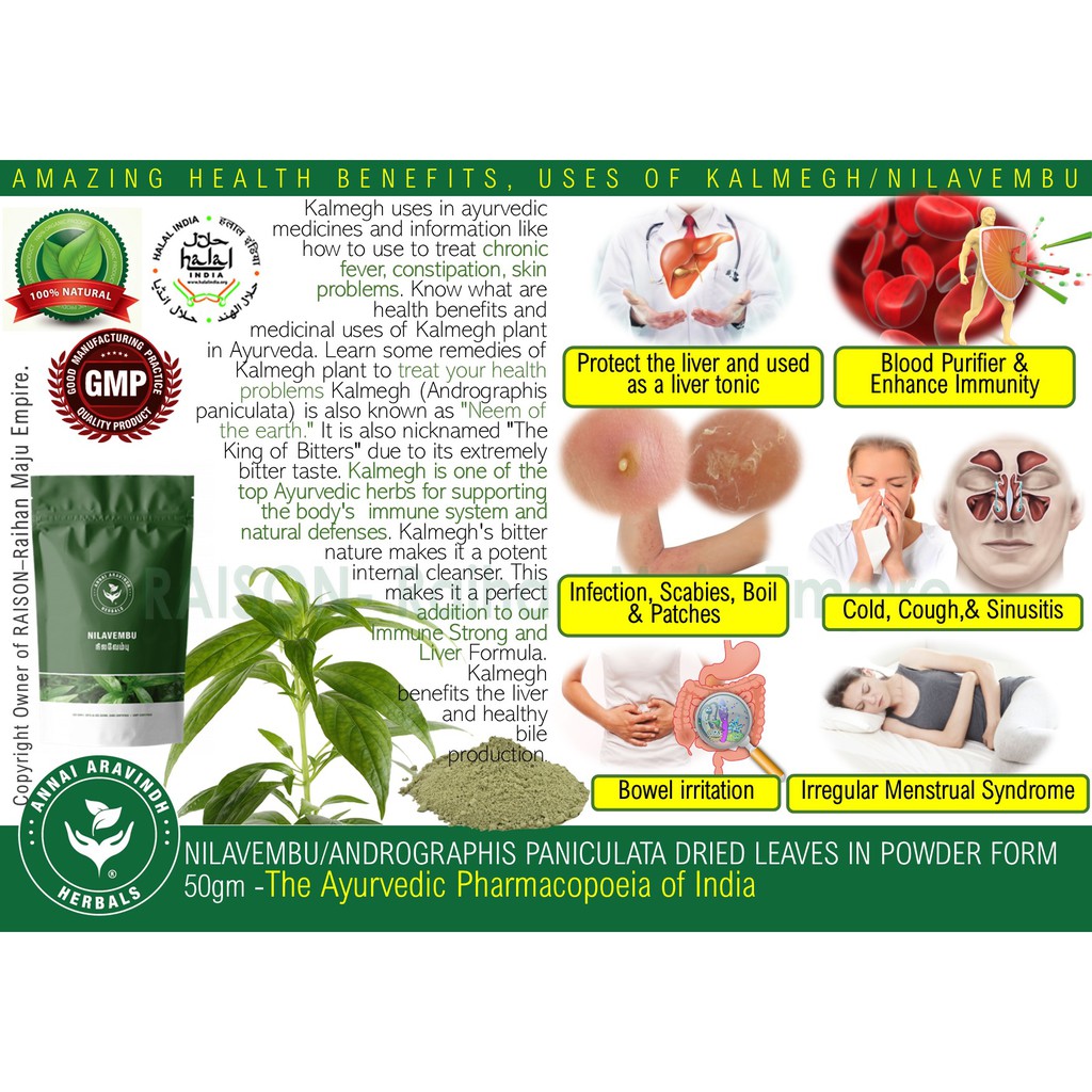 NILAVEMBU/KALMEGH/ANDROGRAPHIS PANICULATA DRIED LEAVES IN POWDER FORM