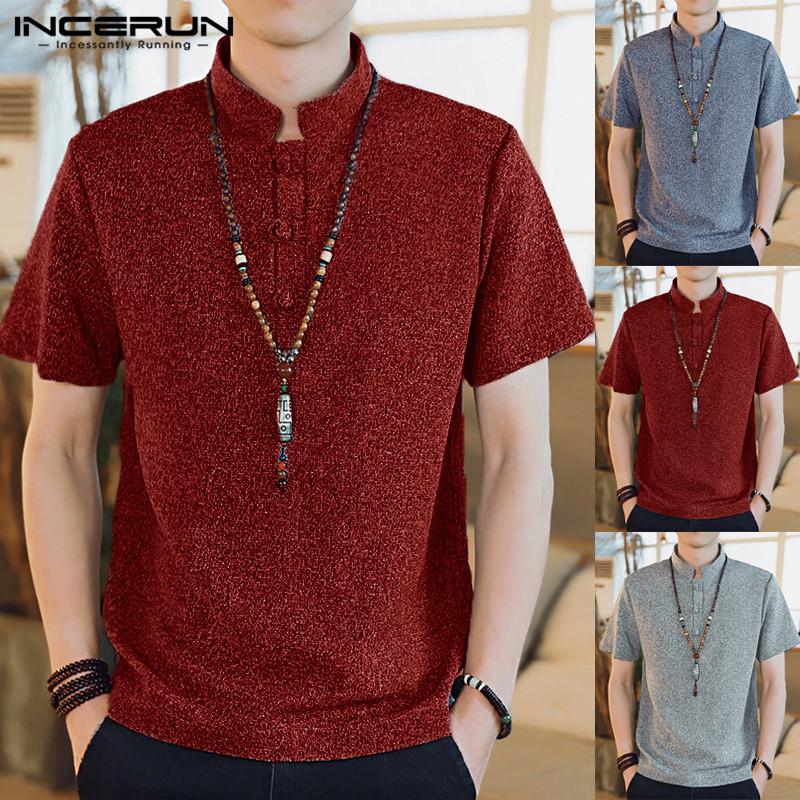 Download INCERUN Men Retro Summer Short Sleeve Loose Fit Chinese ...