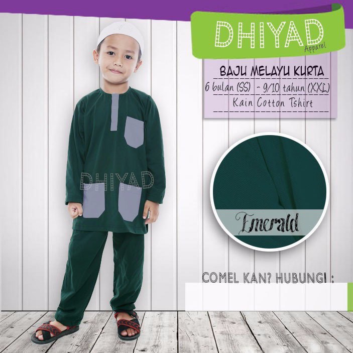  BAJU  MELAYU  KANAK KANAK  DHIYAD EMERALD  GREEN  Shopee 