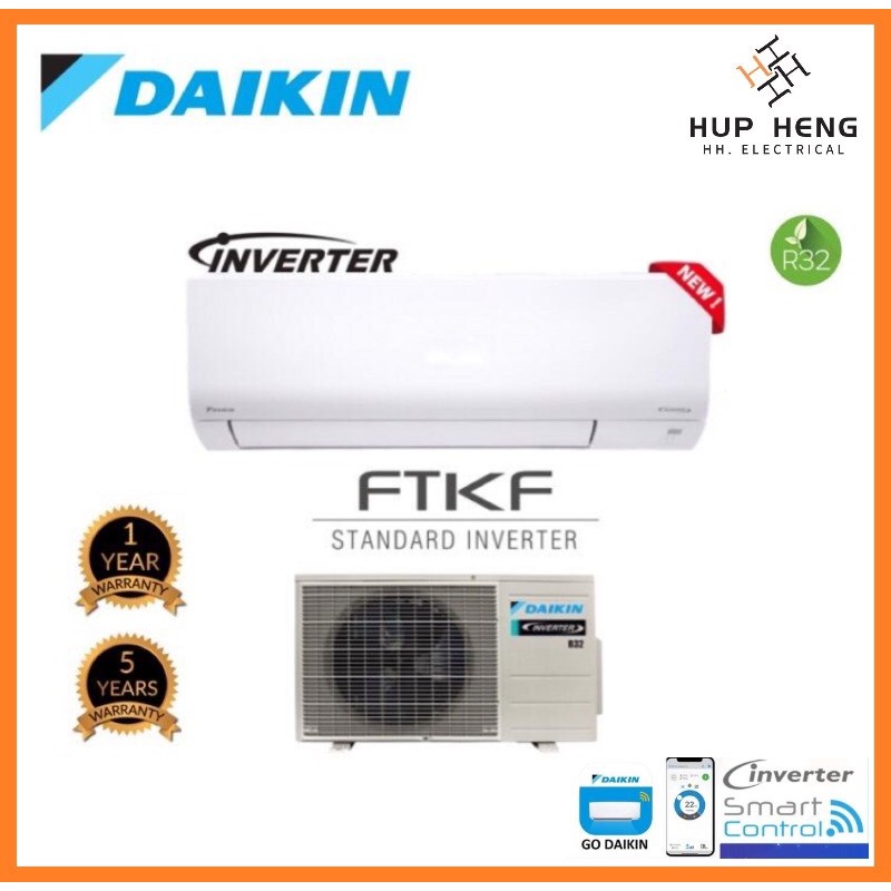 Wifi Daikin 1 0hp 2 5hp Inverter Wall Mounted Air Conditioner R32 Gas Ftkf A Series With Wifi Control Shopee Malaysia