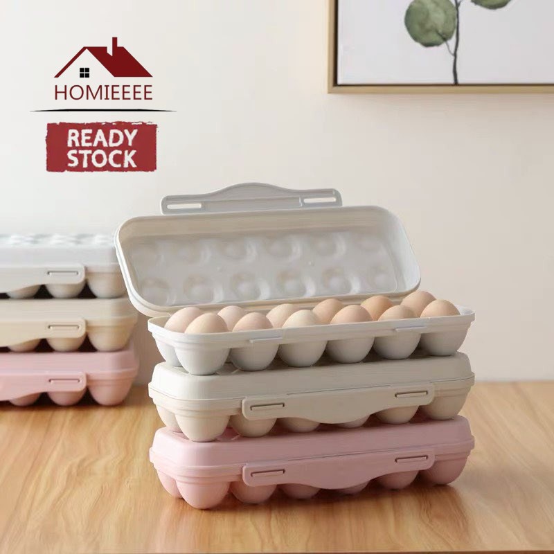 Egg Tray HolderReady Stock12/18 Grids Eggs Storage Box Refrigerator Container Organizer Dulang Telur 鸡蛋收纳盒