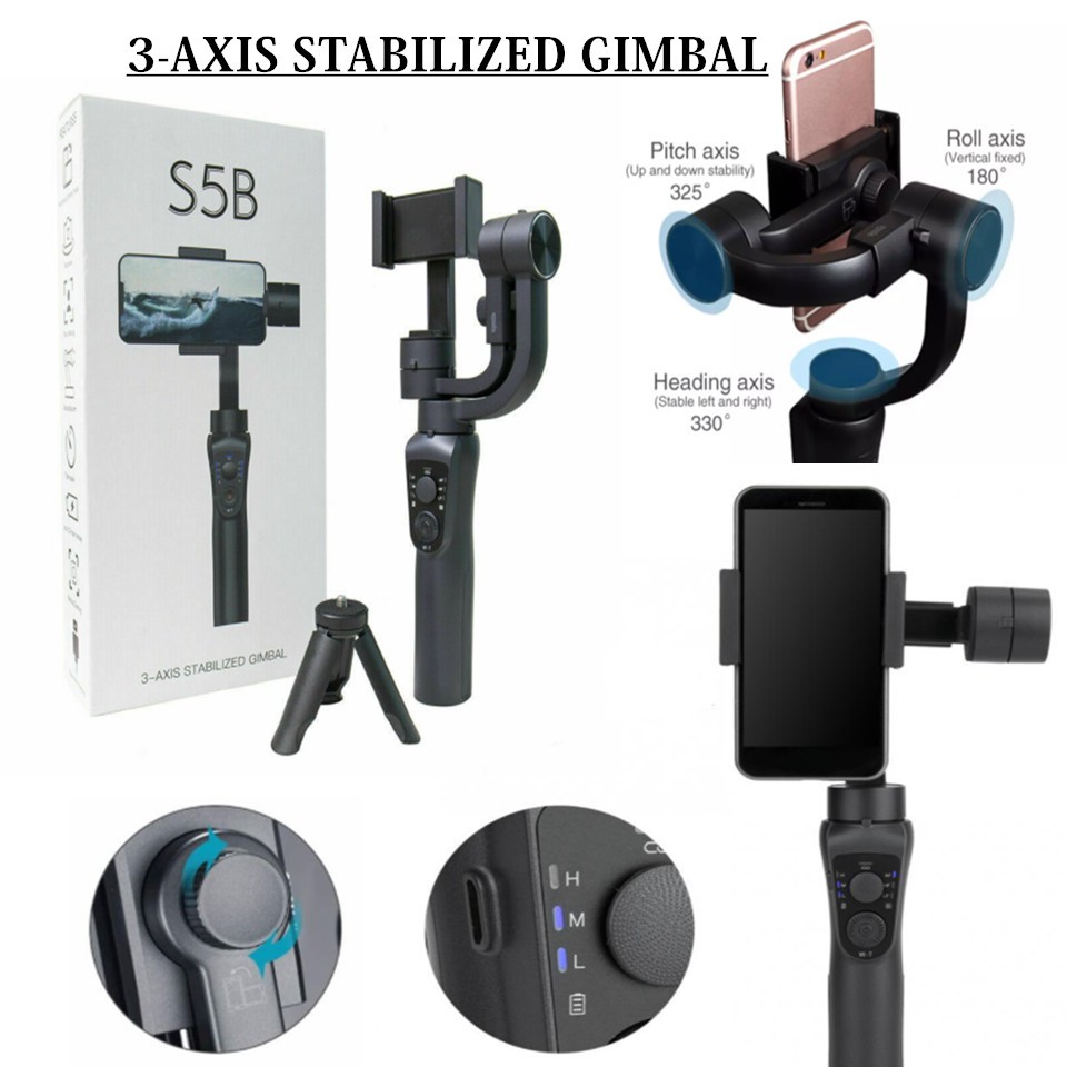 S5B 3 Axis Bluetooth Handheld Gimbal Stabilizer Cellphone Video Record