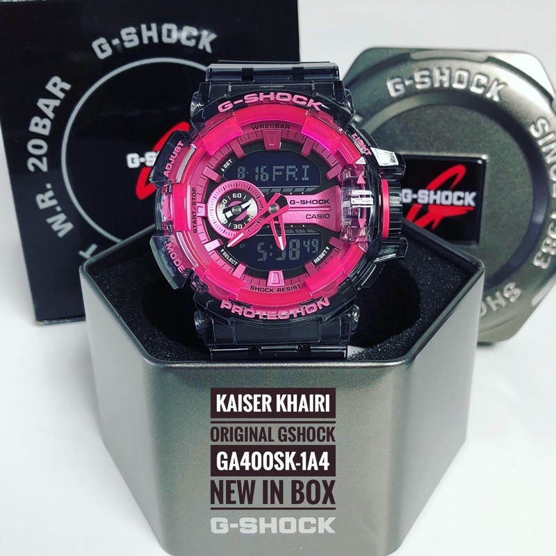 Original Casio G Shock Ga 400sk 1a4 Grey Skeleton Pink New Shopee