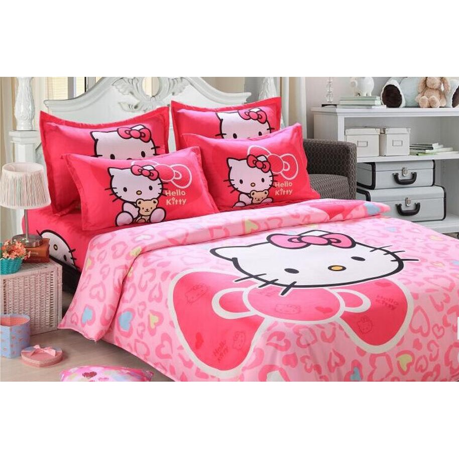 Hello Kitty Bedding Set Bed Linen For Kids Queen Size Quilt Duvet