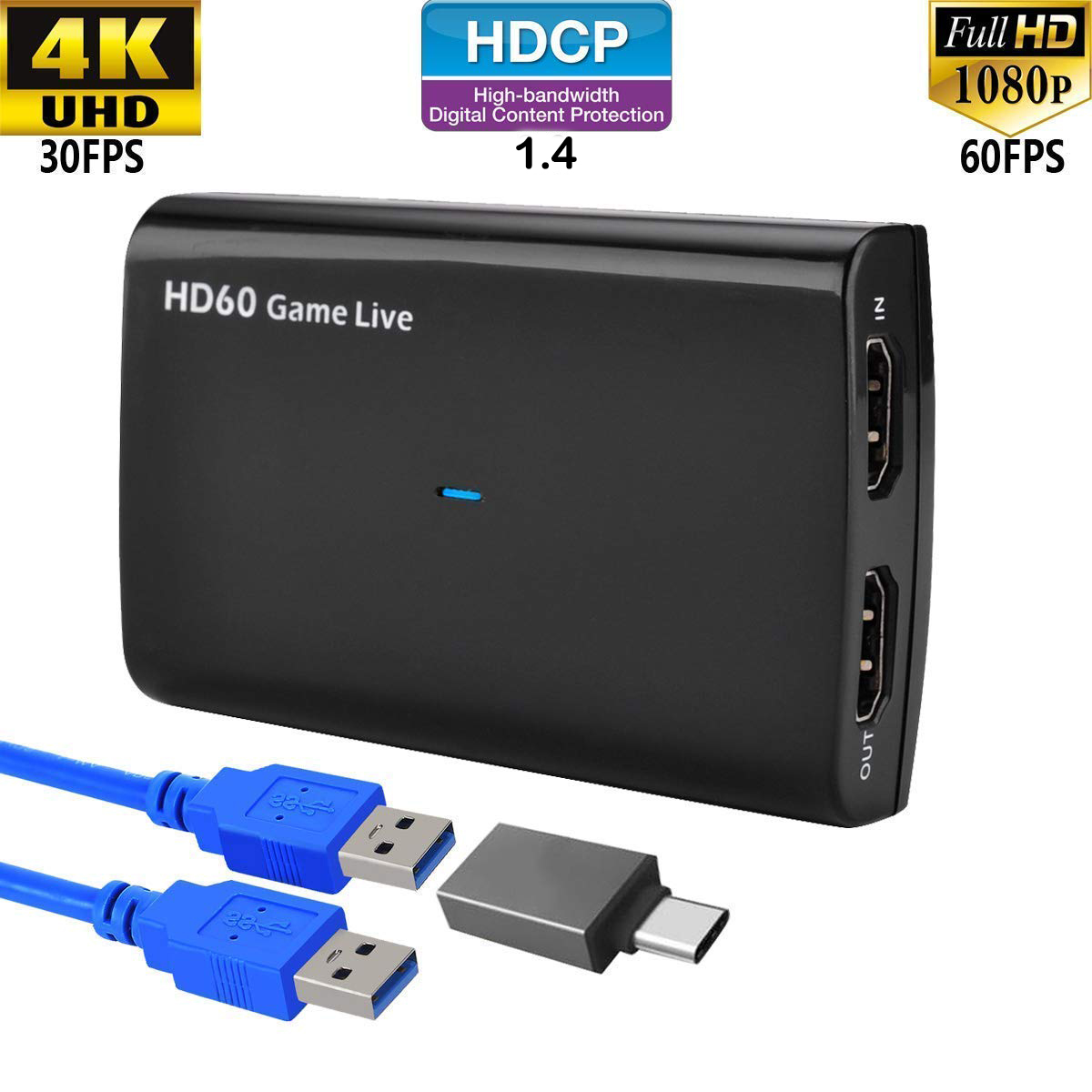 Y H Hdmi Hd Video Capture Card 4k 30p In Out 1080p 60fps For Game Video Live Stream Shopee Malaysia