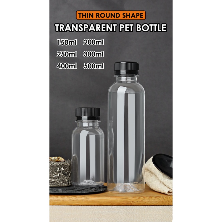 PET Plastic Transparent Bottle 150ML 200ML 250ML / 300ML / 400ML / 500ML Botol Kosong / Botol Doorgift