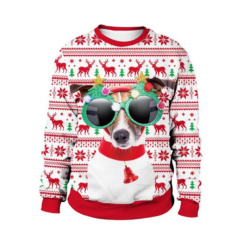 Men Women Chest Hair Christmas Sweater 3D Christmas Bell Tree Ugly Sweaters Pullover Holiday Funny Sweatshirt Xmas Jumpers Tops Couple sweater