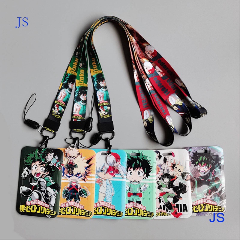 JS New Arrival Anime My Hero Academia Student Card Bus Card Holder Cases Lanyards ID Card Gym Mobile Phone Strap