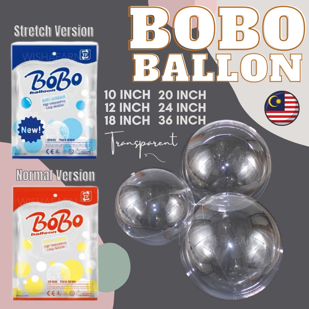 10/12/18/20/24/36 Inci Berkualiti Belon Telus / High Quality BOBO TRANSPARENT Bubble Balloon Clear BoBo