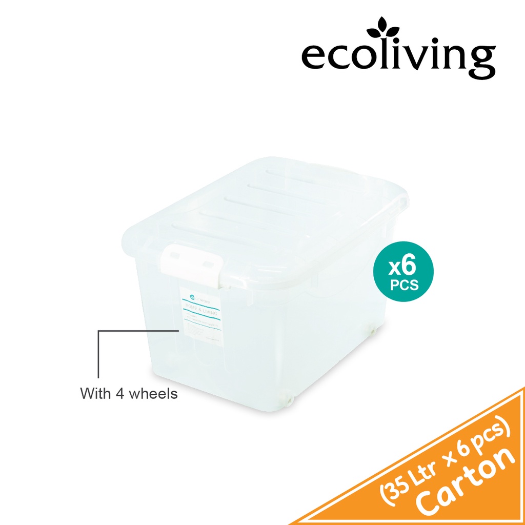 ECO LIVING Stackable Transparent Storage Box with Wheels & Handle (6Pcs/Pack) ECO-1267-6/1268-6/1269-6