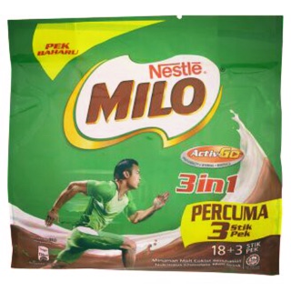 Milo 3 in 1 free 3 stick ( 18 free 3) or normal pack ready stock