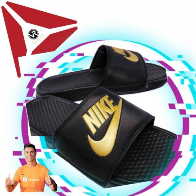 SENDAL MEN SELOP  SLIDE SANDALS  GUITAR SLIDE NIKE  BLACK 