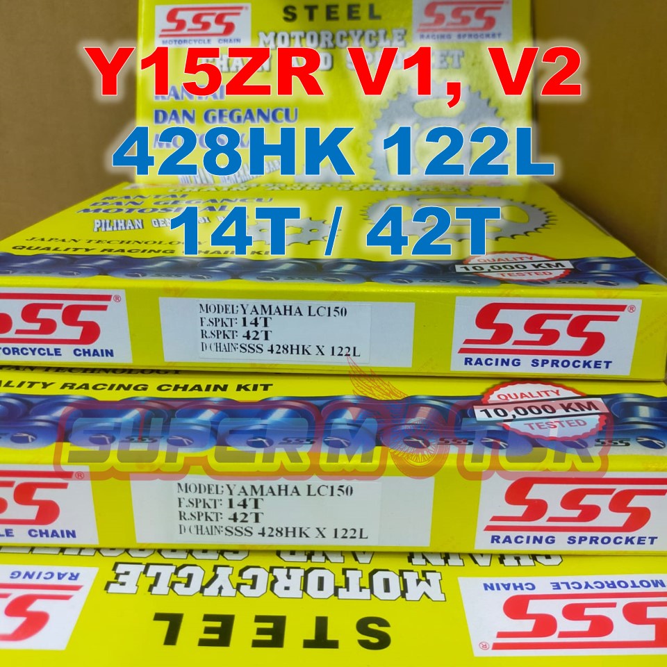 Y15ZR / FZ150 SSS HEAVY DUTY CHAIN & STEEL SPROCKETS SET 428HK 39T/40/T/41T/42T X 14T X 122L YAMAHA