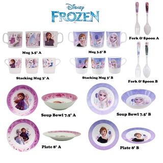 Bowls Cup Fork Spoon Disney's FROZEN *Anna & Elsa* 5pcs Stainless Dinnerware 