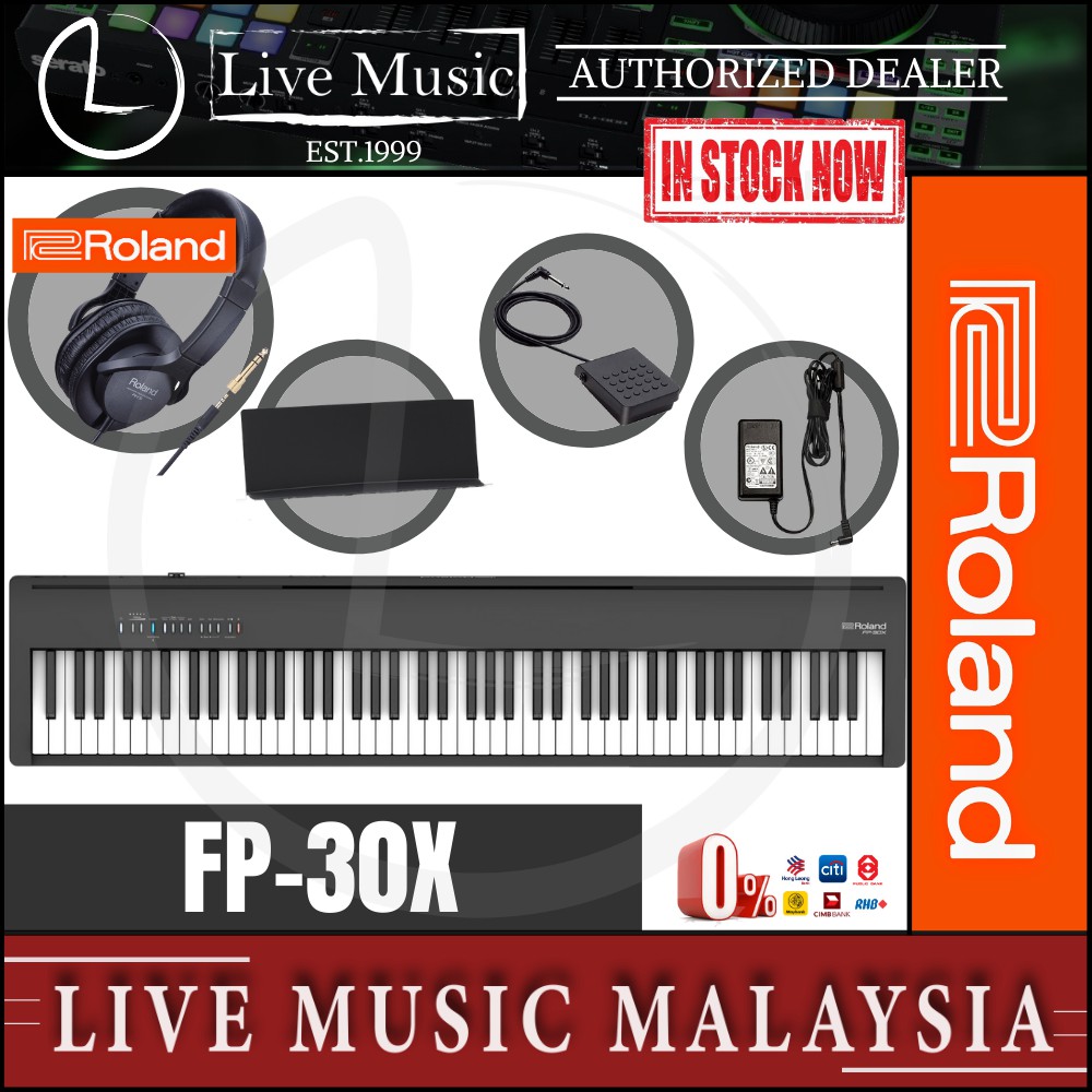 Roland Fp 30x New Model Key Digital Piano W Rh5 Headphone And Adapter Black Fp30x Rh 5 Replace For Fp 30 Fp30 Shopee Malaysia