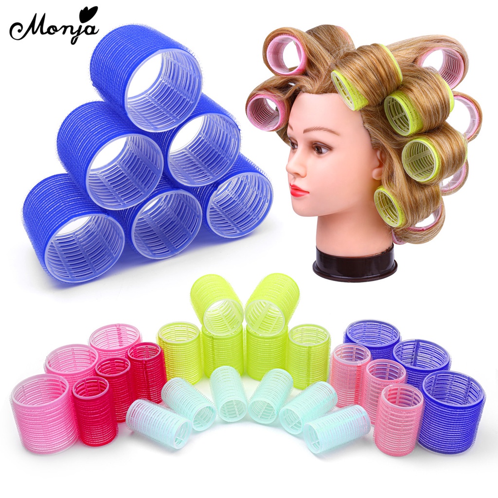 Monja 6Pcs/Set Hair Roller Multiple Size Natural Curls Bang Curlers  Self-adhesive Wavy Fluffy Salon Home Use DIY Styling Tools | Shopee Malaysia