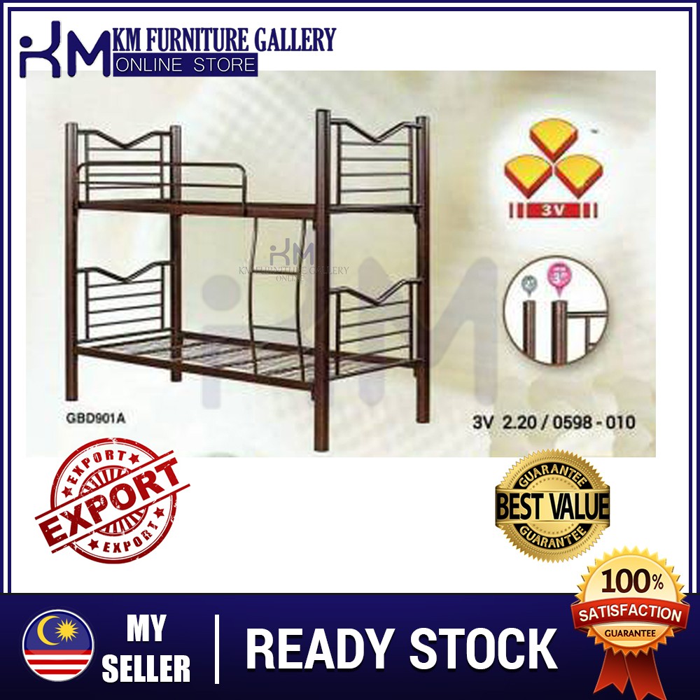 KM Furniture Gallery 3V Double Decker Bed Frame (BD901A)/ Katil Size