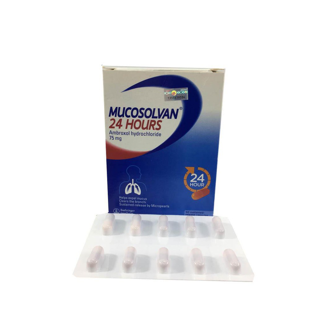 MUCOSOLVAN 24 HOURS UBAT PECAH KAHAK HANYA SATU BIJI SEHARI CAPSULE