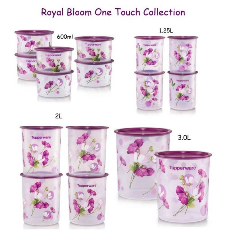 🔥READY STOCK🔥Tupperware Royale Bloom One Touch Canister 1.25L/2L & Camellia One Touch (1) 4.3L