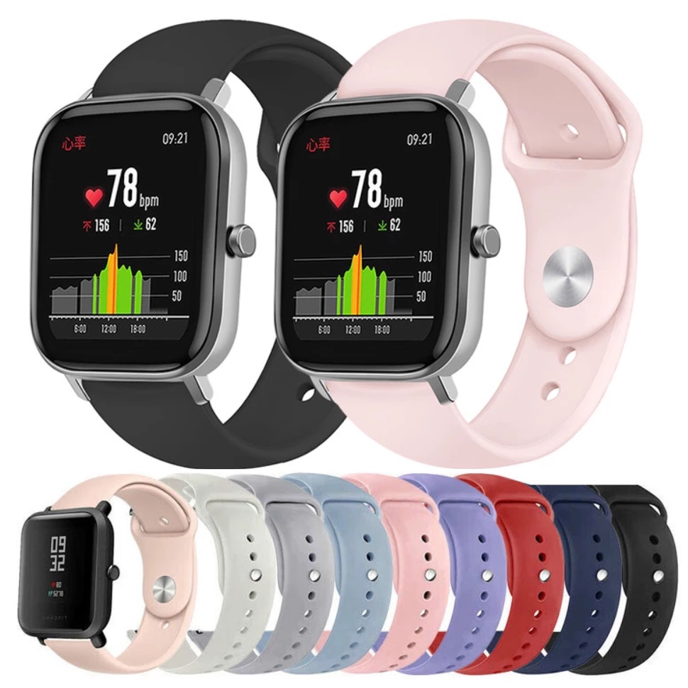 Cinturino In Silicone 20mm Per Amazfit Bip U / GTS 2 Mini / Huawei Watch GT 2 E Molti Altri (nero Di Stagno)