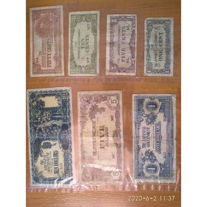 Buy 1942 Malaya Japanese Government Issued Dollar Banana Money Malay Duit Pisang One Set Of 7 Seetracker Malaysia