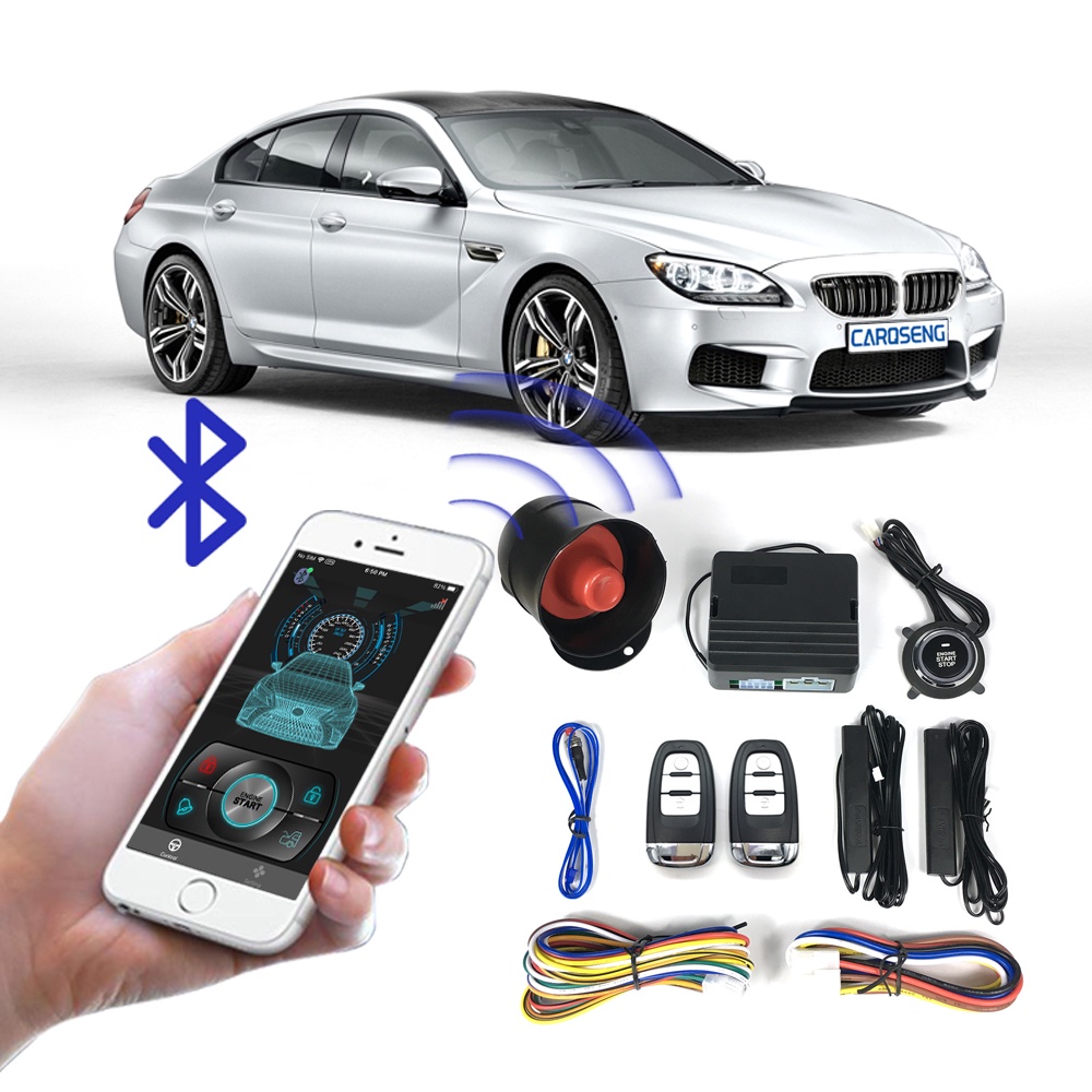 CARQSENG Q7A APP Control 12V PKE Car Alarm Button Push Start System