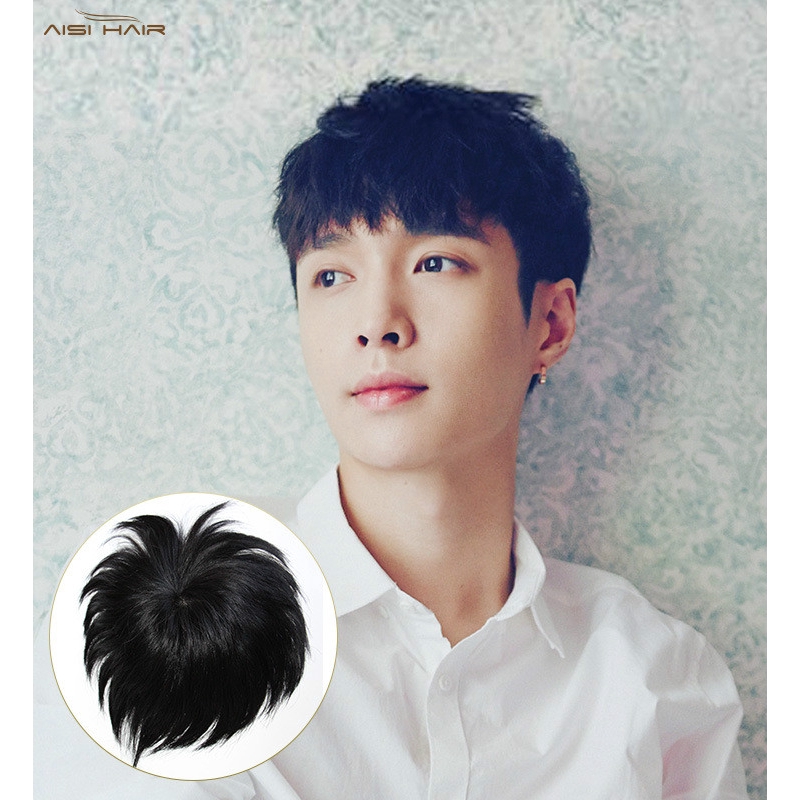 Men S Handsome Short Hair Wig Patch Cover White Hair Bold Area