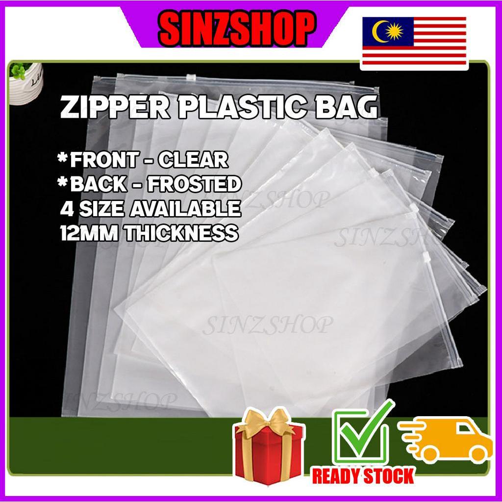 [Ready Stock ] Zipper Plastic Bag Transparent Frosted Clothing Zipper