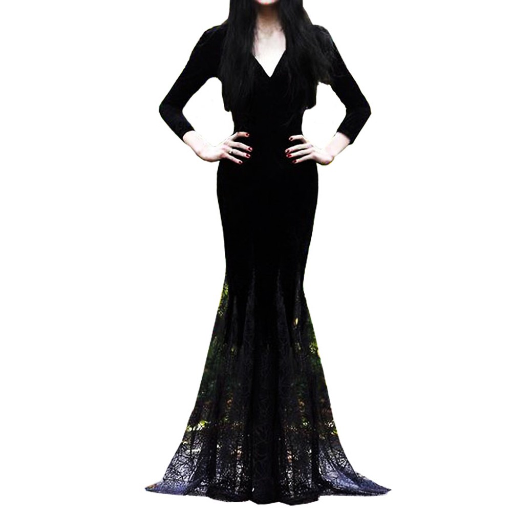 Ready Stock Women S Mermaid V Neck Long Sleeve Maxi Dresses Gothic