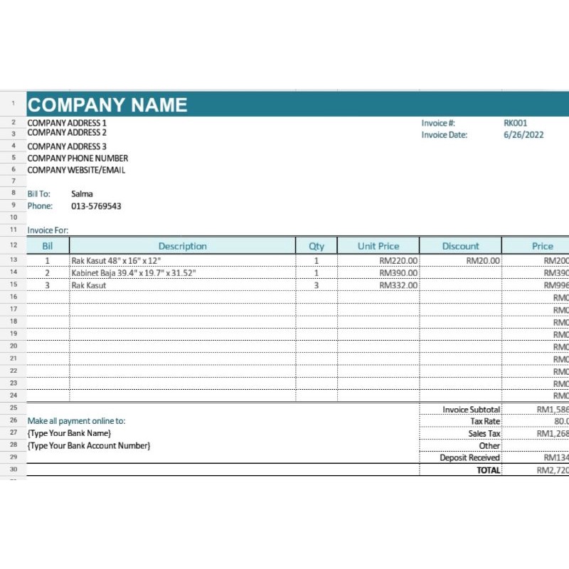 Template Invois Perniagaan (Invoice) | Shopee Malaysia