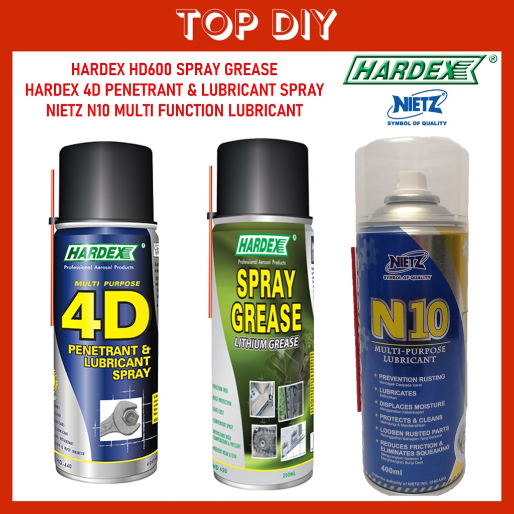 HARDEX HD600 Spray Grease 4D & Lubricant Spray NIETZ N10