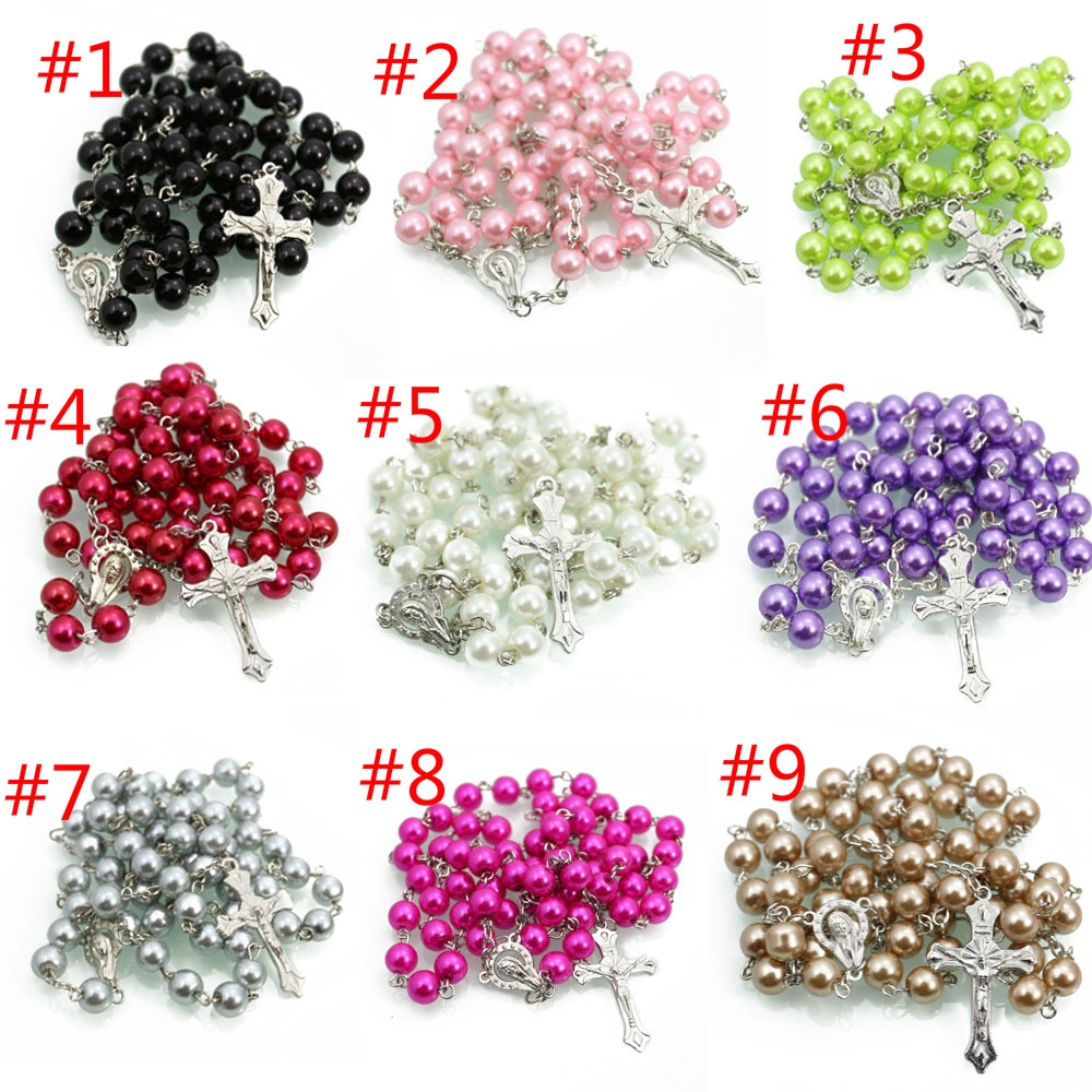 Catholic Rosary Jewelry Wholesale Religious Rosary Beads Pearl Cross Necklace