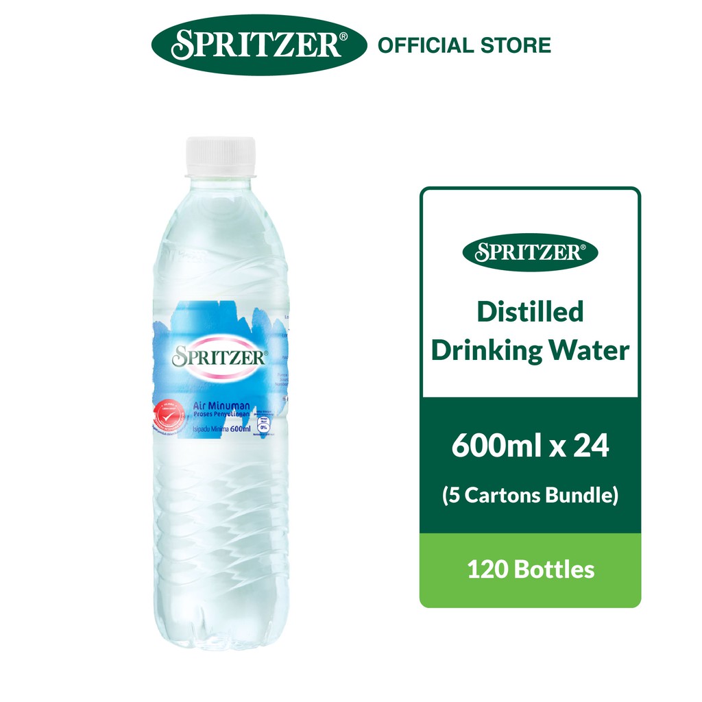Spritzer Distilled Water - 5 Cartons Bundle (600ML X 24)
