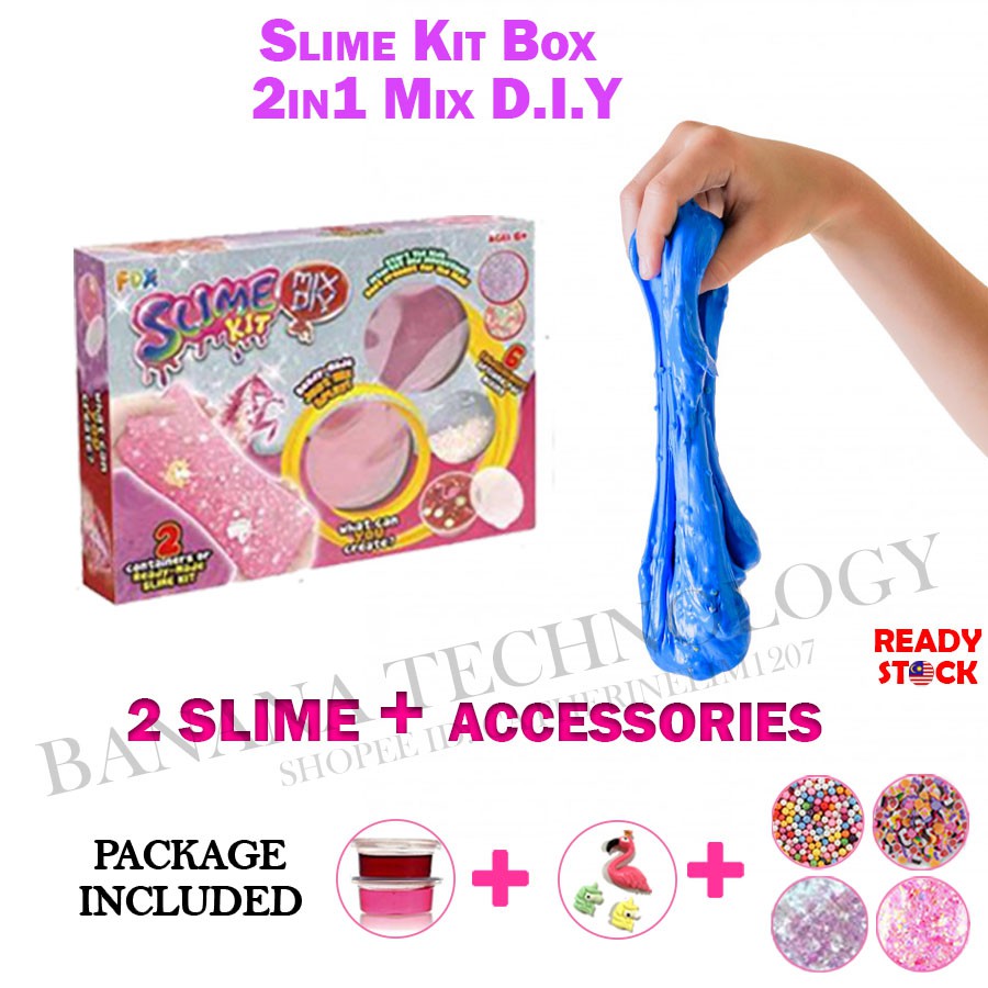 Colourful Slime Kit Box 2 in 1 Mix D.I.Y Slime Set Toy Slime Murah ...