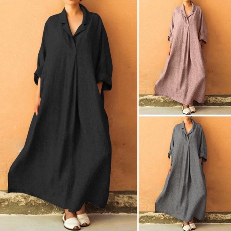 long sleeve loose maxi dress