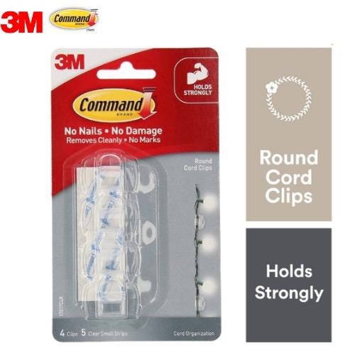 3M COMMAND CORD ORGANIZER CLIPS CABLE TIES DECORATIVE CLEAR WHITE REMOVABLE TAPE 