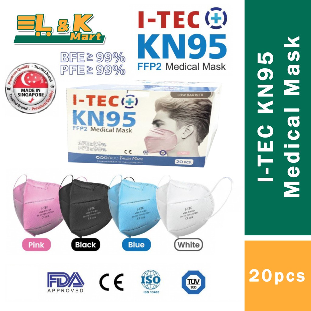 ITEC Singapore KN95 Medical Mask FFP 2 BFE PFE >99 20pcs/box