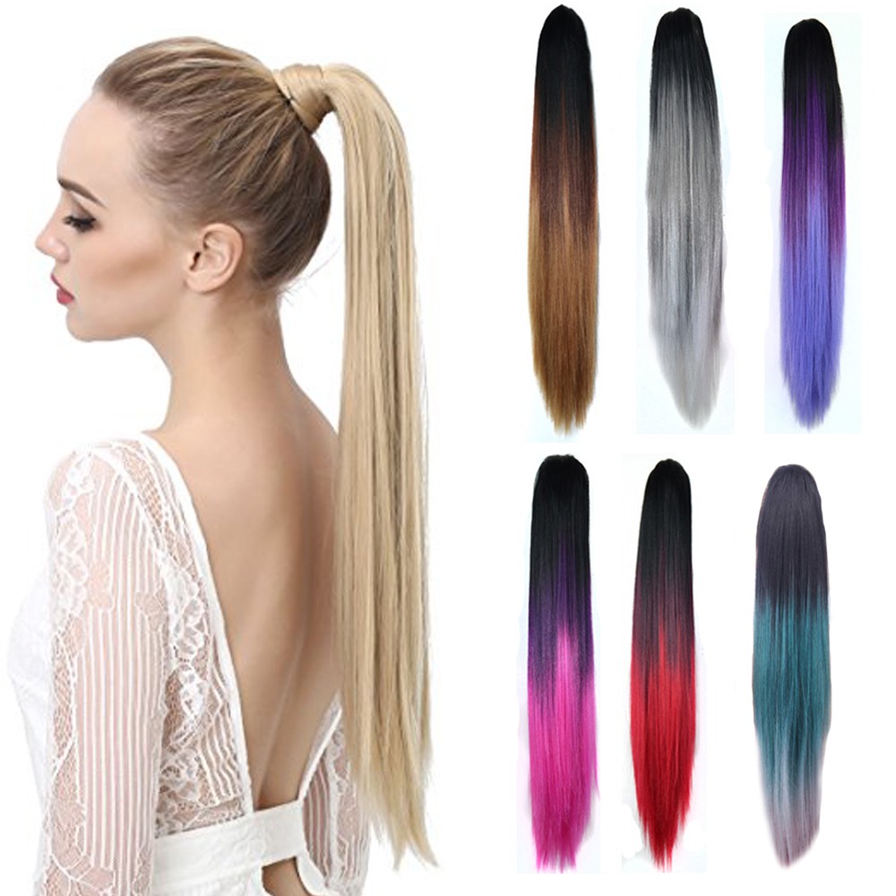 22 Dip Dye Ombre Claw Pony Tail Ponytail Clip In Hair Extensions