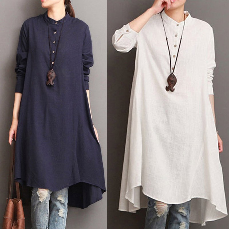 Women Blouse Baju Kurung Plus Size Tops Muslimah Loose ...