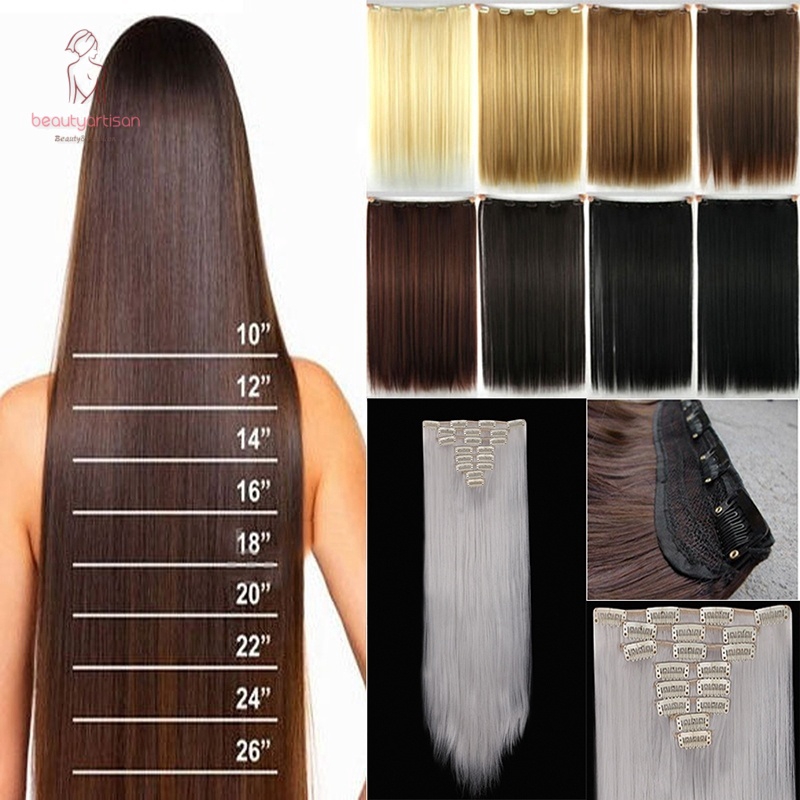 60cm Heat Resistant Girls Hair 5 Piece Clips in Straight Hair Extensions  Wigs | Shopee Malaysia