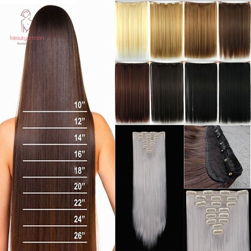 100 см волос как выглядит 60cm Heat Resistant Girls Hair 5 Piece Clips in Straight Hair Extensions Wigs Sh
