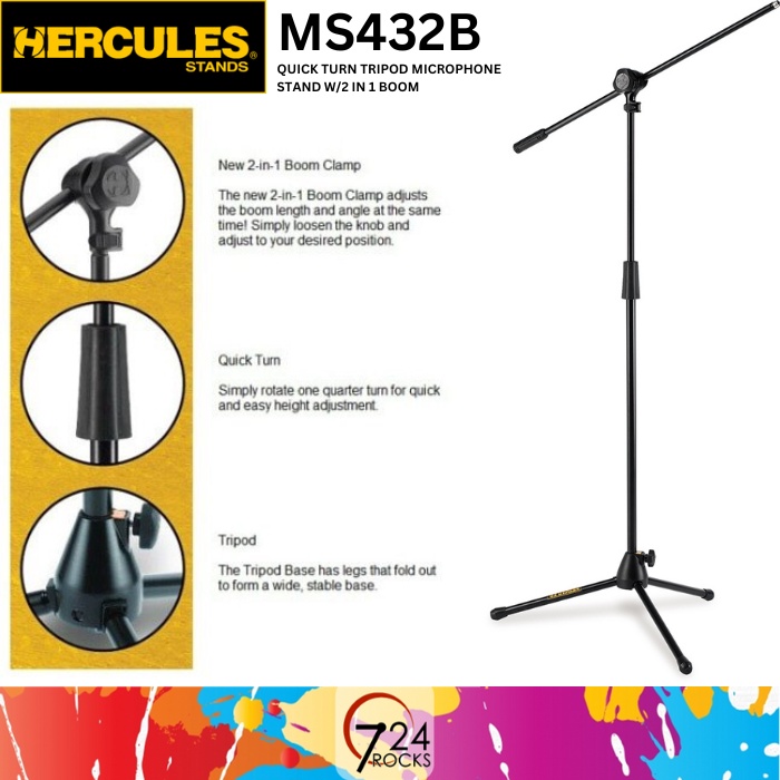 Hercules stand Hercules MS432BD Quick Turn Tripod Microphone Stand Mic Stand 724ROCKS