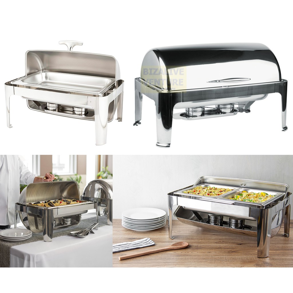 S/S Roll Top Full Size Chafing Dish | Food Pan | Bekas Lauk | Bekas Kenduri | Tray Makanan | Bekas Buffet | Catering