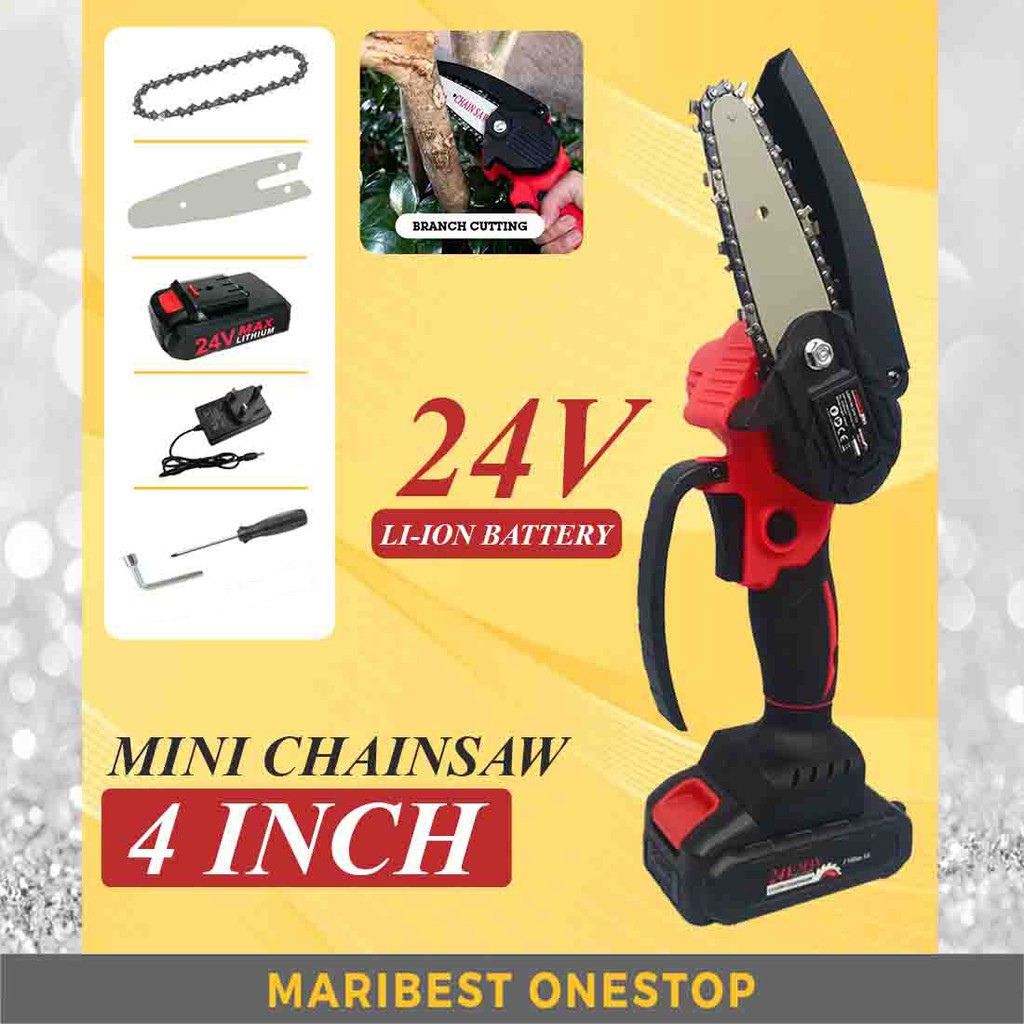 Buy 4 Inch Mini Chainsaw Cordless Portable Electric Rechargeable Li Ion Battery 24v Gergaji Elektrik Pokok Mesin Pokok Seetracker Malaysia