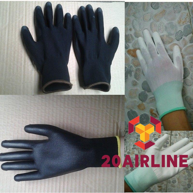 black nylon pu safety work gloves