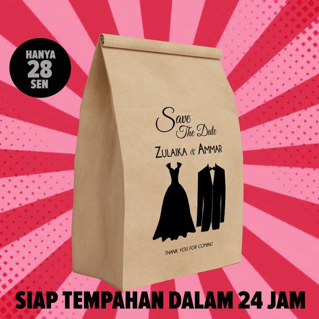 Buy #6s Paper Bag Kahwin / Doorgift Bag Kahwin Murah + SIAP CETAK 