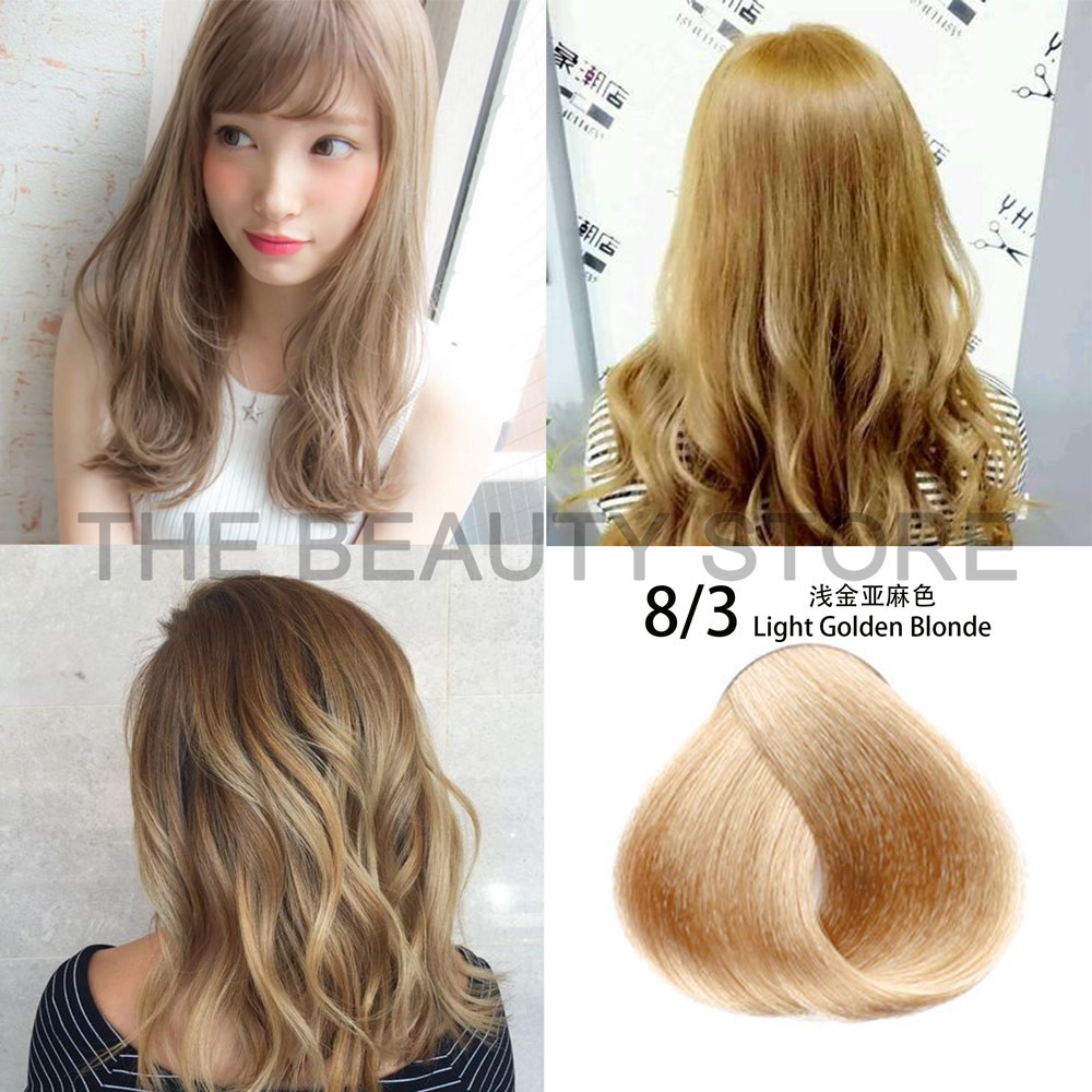 Hair Color Dye Cream 8 3 Light Golden Blonde Shopee Malaysia