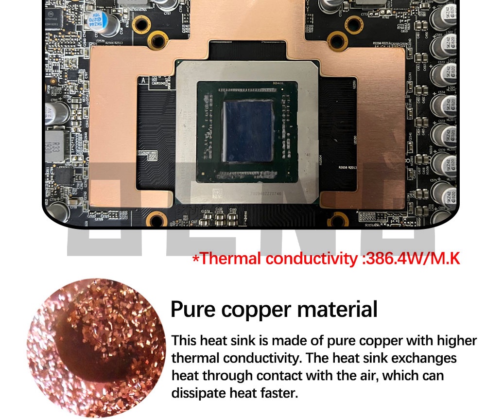 GPU RAM Copper Heat Sink For Radiator Memory Miner RTX 3090 3080 3070 3060 / 5600 5700 GPU