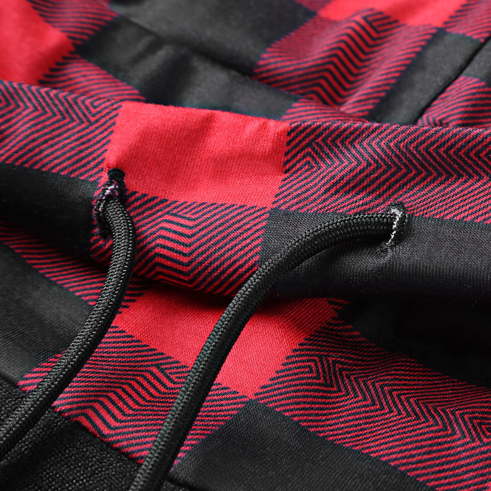 plaid trim cowl neck tunic sweatshirt dress